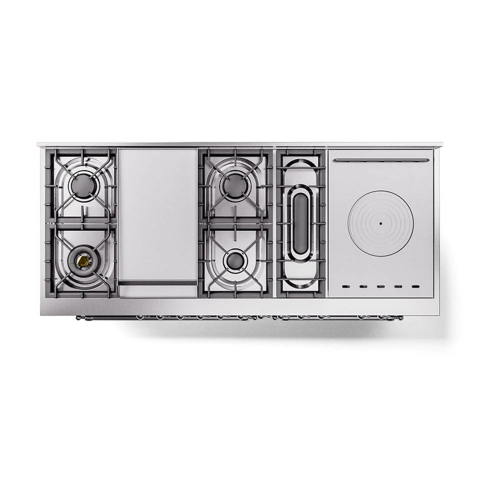 Ilve UN60FSNMPBKCLP Ilve Un60Fsnmpbkclp Nostalgie Ii Noblesse 60" Dual Fuel Range (7 Sealed Burners + Griddle + French Top, Liquid Propane, Triple Glass Door, Glossy Black, Chrome) - Image 8