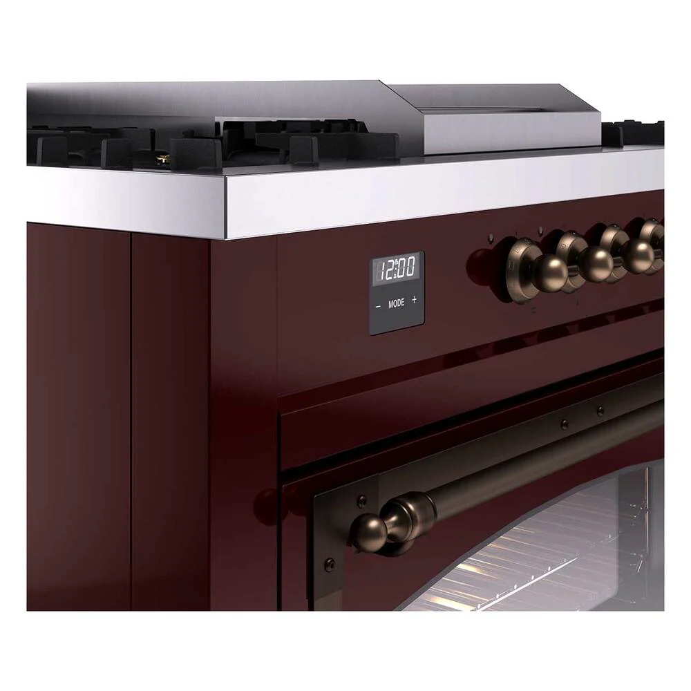 Ilve UN60FSNMPBUBLP Ilve Un60Fsnmpbublp Nostalgie Ii Noblesse 60" Dual Fuel Range (7 Sealed Burners + Griddle + French Top, Liquid Propane, Triple Glass Door, Burgundy, Burnished) - Image 7