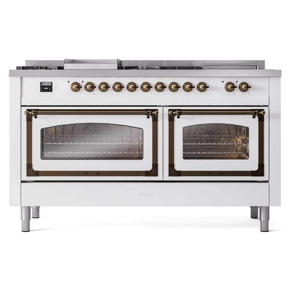 Ilve UN60FSNMPRAB Ilve Un60Fsnmprab Nostalgie Ii Noblesse 60" Dual Fuel Range (7 Sealed Burners + Griddle + French Top, Natural Gas, Triple Glass Door, Ral, Burnished) - Image 2