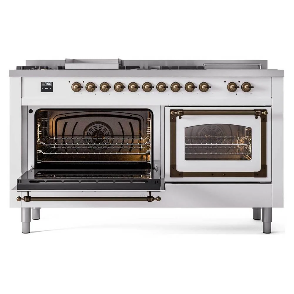 Ilve UN60FSNMPRABLP Ilve Un60Fsnmprablp Nostalgie Ii Noblesse 60" Dual Fuel Range (7 Sealed Burners + Griddle + French Top, Liquid Propane, Triple Glass Door, Ral, Burnished) - Image 4