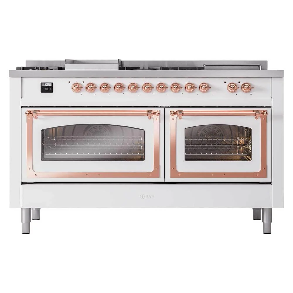 Ilve UN60FSNMPRAPLP Ilve Un60Fsnmpraplp Nostalgie Ii Noblesse 60" Dual Fuel Range (7 Sealed Burners + Griddle + French Top, Liquid Propane, Triple Glass Door, Ral, Copper) - Image 2