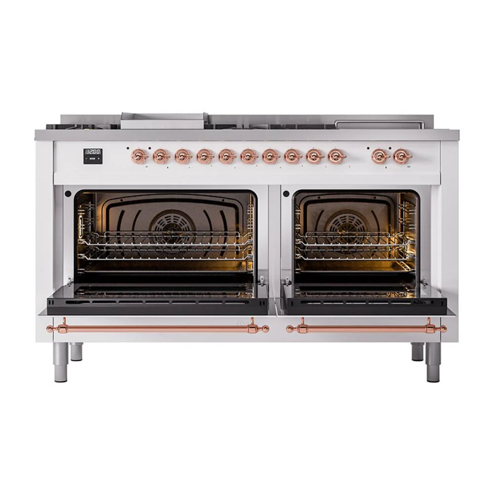 Ilve UN60FSNMPRAPLP Ilve Un60Fsnmpraplp Nostalgie Ii Noblesse 60" Dual Fuel Range (7 Sealed Burners + Griddle + French Top, Liquid Propane, Triple Glass Door, Ral, Copper) - Image 3