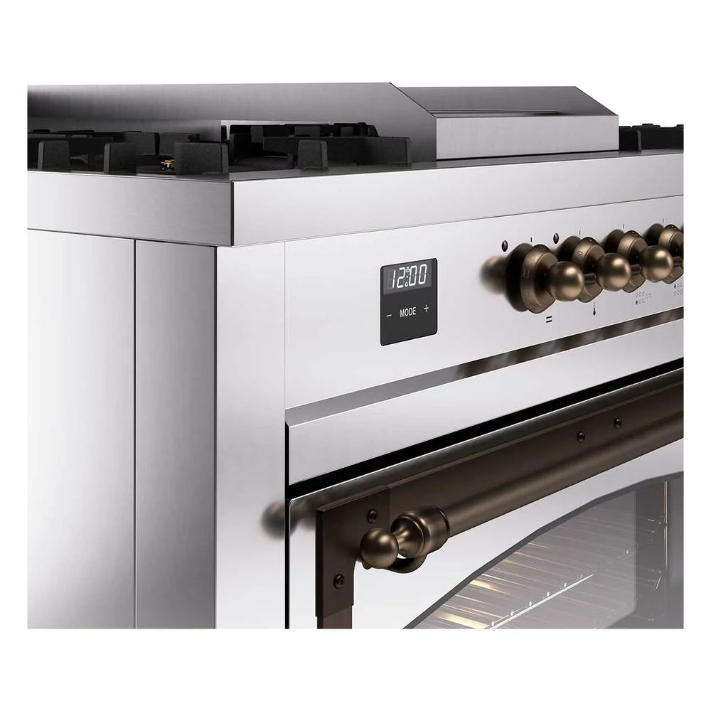 Ilve UN60FSNMPSSBLP Ilve Un60Fsnmpssblp Nostalgie Ii Noblesse 60" Dual Fuel Range (7 Sealed Burners + Griddle + French Top, Liquid Propane, Triple Glass Door, Stainless Steel, Burnished) - Image 7