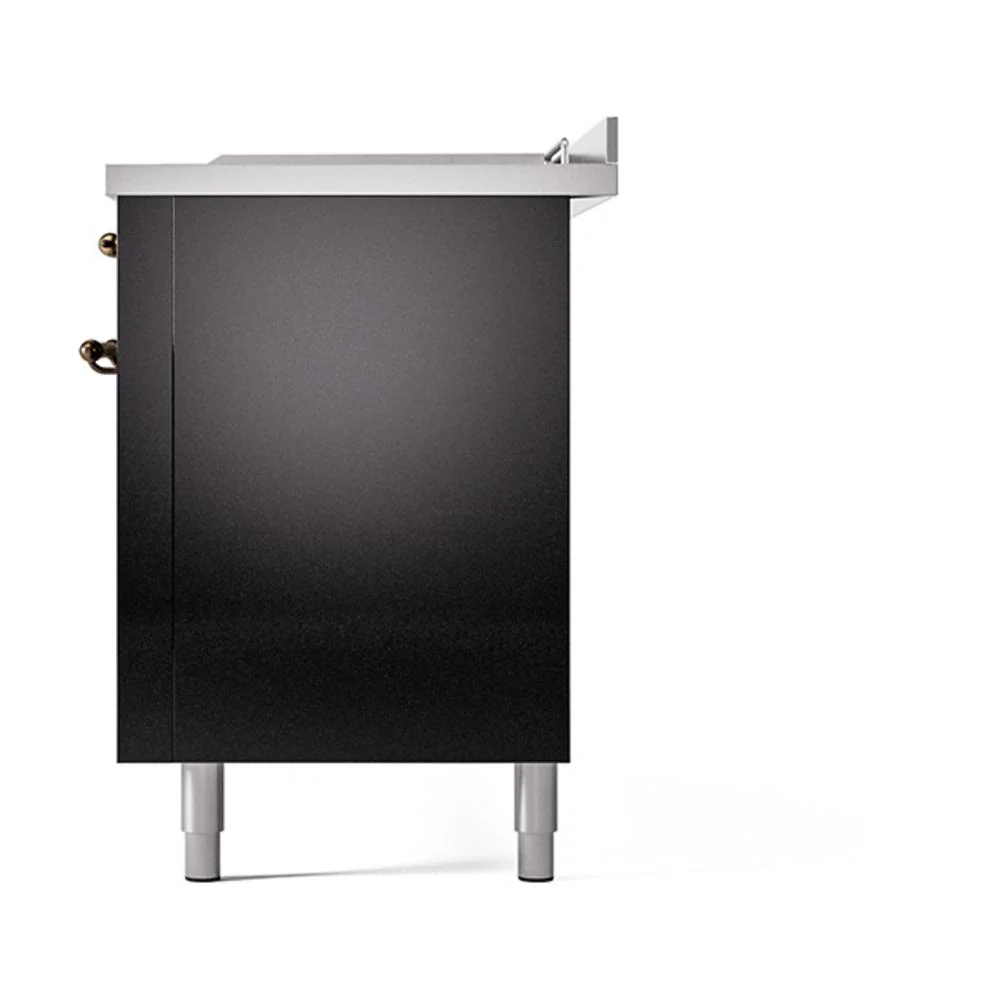 Ilve UN60FSQNMPBKBLP Ilve Un60Fsqnmpbkblp Nostalgie Ii Noblesse 60" Dual Fuel Range (7 Sealed Burners + Griddle + French Top, Liquid Propane, Solid Door, Glossy Black, Burnished) - Image 5