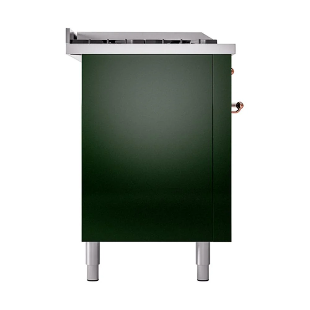 Ilve UN60FSQNMPEGP Ilve Un60Fsqnmpegp Nostalgie Ii Noblesse 60" Dual Fuel Range (7 Sealed Burners + Griddle + French Top, Natural Gas, Solid Door, Emerald Green, Copper) - Image 4