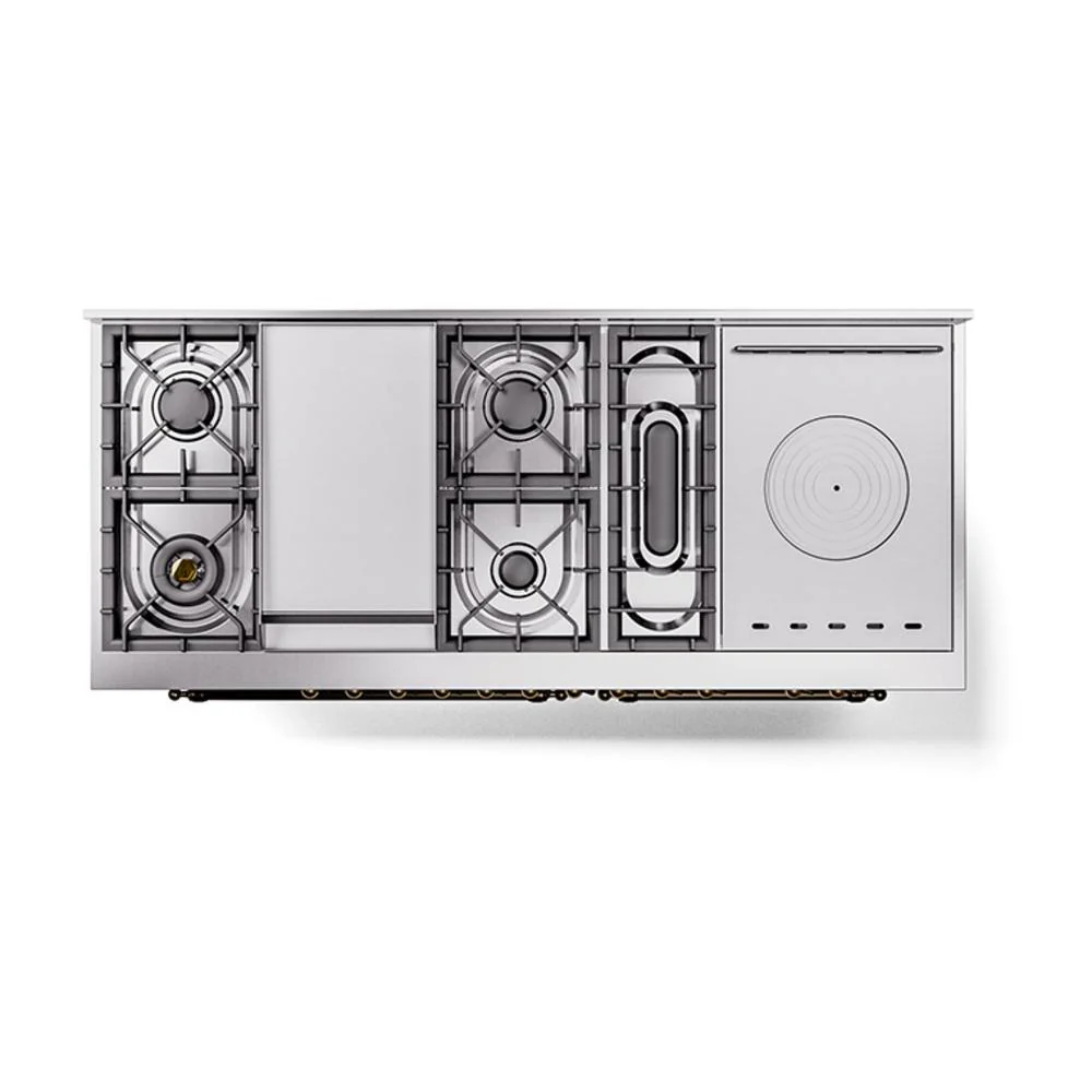 Ilve UN60FSQNMPMGBLP Ilve Un60Fsqnmpmgblp Nostalgie Ii Noblesse 60" Dual Fuel Range (7 Sealed Burners + Griddle + French Top, Liquid Propane, Solid Door, Graphite Matte, Burnished) - Image 3