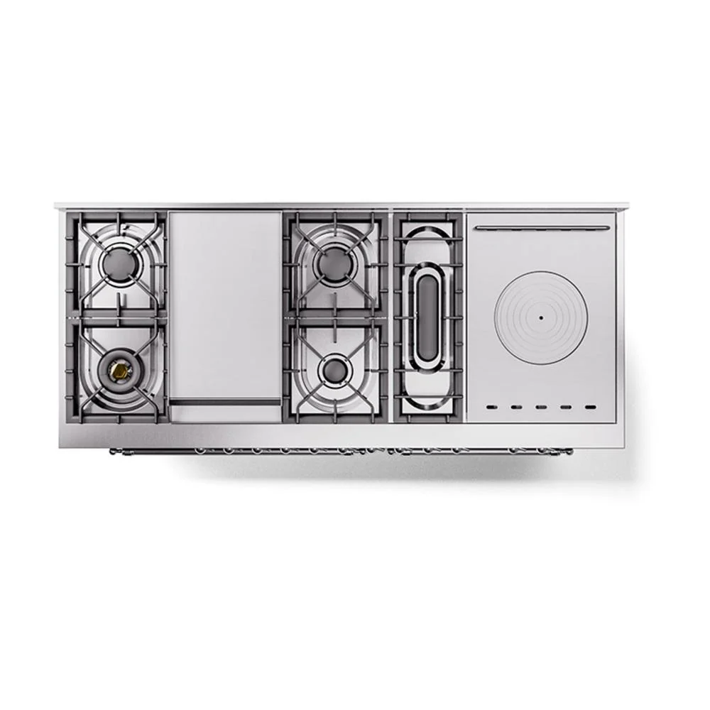 Ilve UN60FSQNMPMGCLP Ilve Un60Fsqnmpmgclp Nostalgie Ii Noblesse 60" Dual Fuel Range (7 Sealed Burners + Griddle + French Top, Liquid Propane, Solid Door, Graphite Matte, Chrome) - Image 3