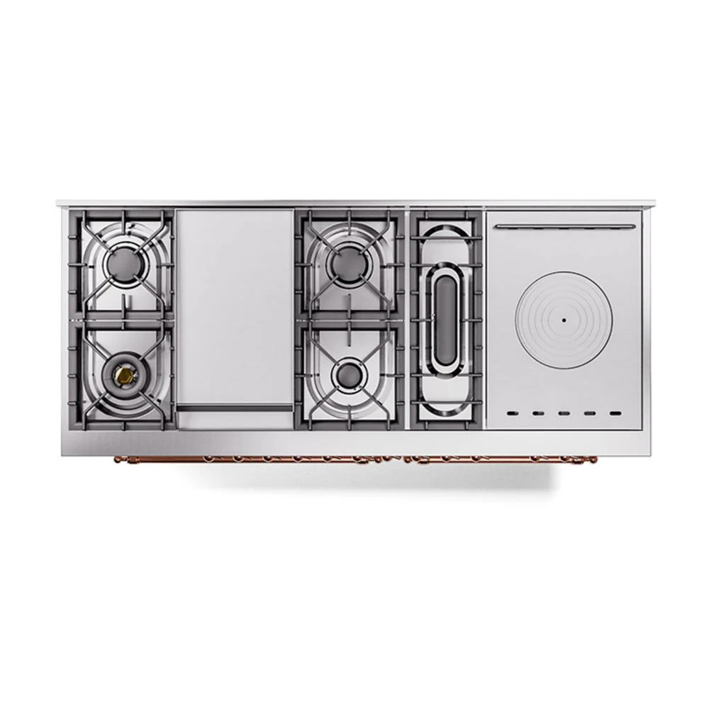 Ilve UN60FSQNMPRAP Ilve Un60Fsqnmprap Nostalgie Ii Noblesse 60" Dual Fuel Range (7 Sealed Burners + Griddle + French Top, Natural Gas, Solid Door, Ral, Copper) - Image 3