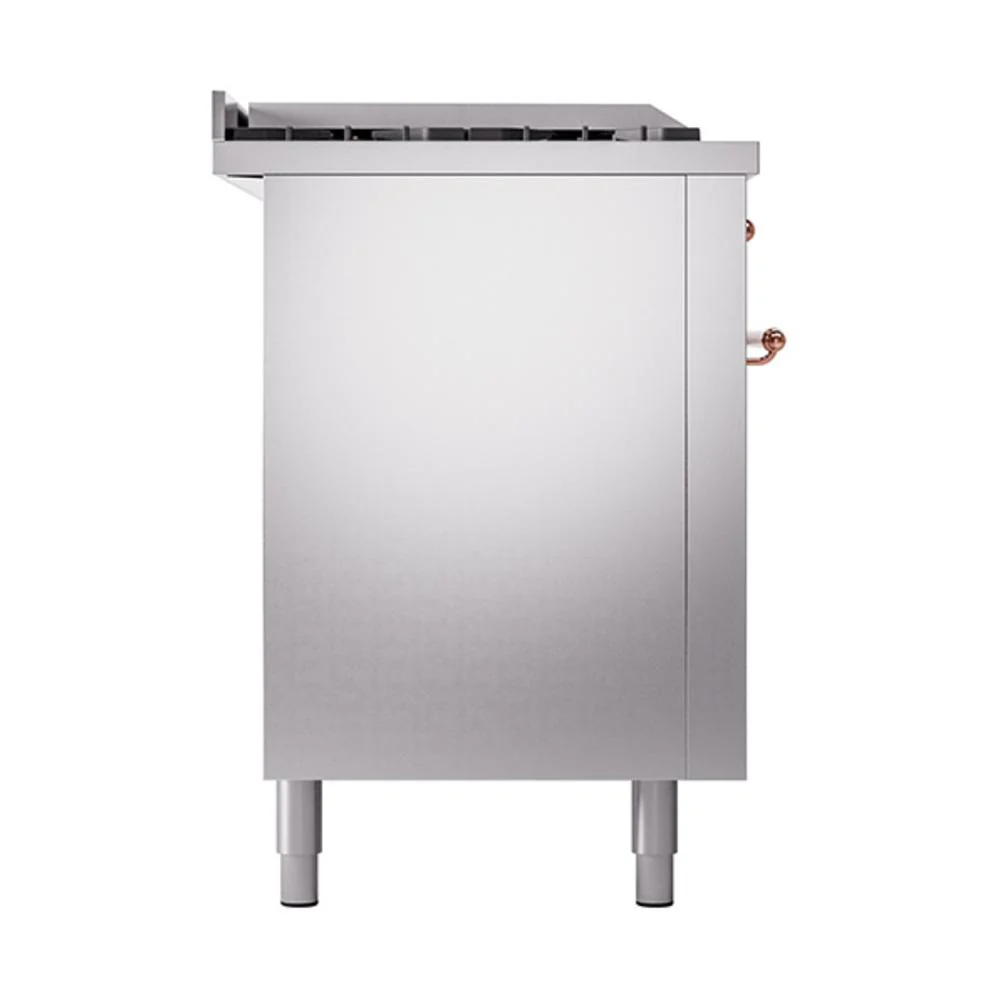 Ilve UN60FSQNMPSSPLP Ilve Un60Fsqnmpssplp Nostalgie Ii Noblesse 60" Dual Fuel Range (7 Sealed Burners + Griddle + French Top, Liquid Propane, Solid Door, Stainless Steel, Copper) - Image 4