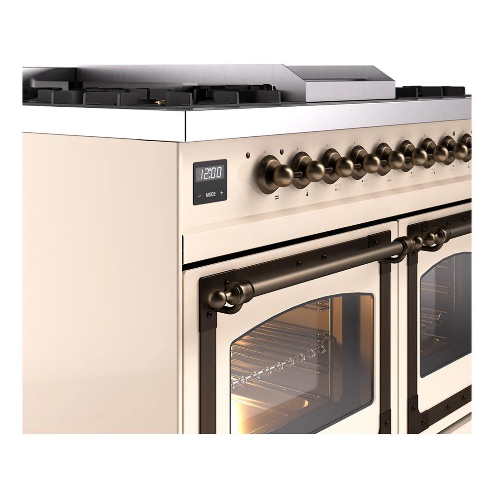 Ilve UND40FNMPAWB Ilve Und40Fnmpawb Nostalgie Ii Noblesse 40" Dual Fuel Range (Natural Gas, Triple Glass Door, Antique White, Burnished) - Image 7