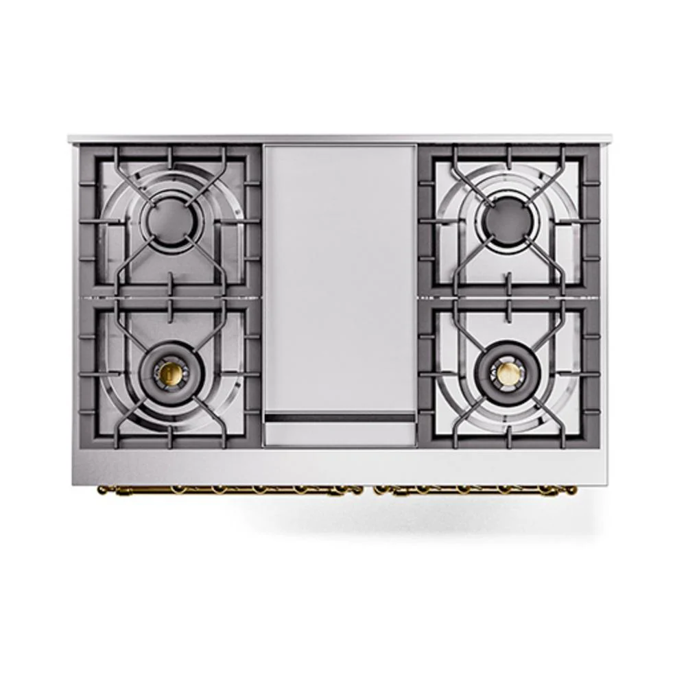 Ilve UND40FNMPAWGLP Ilve Und40Fnmpawglp Nostalgie Ii Noblesse 40" Dual Fuel Range (Liquid Propane, Triple Glass Door, Antique White, Brass) - Image 7