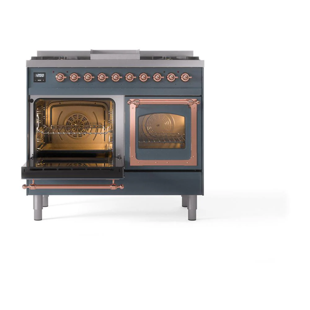 Ilve UND40FNMPBGP Ilve Und40Fnmpbgp Nostalgie Ii Noblesse 40" Dual Fuel Range (Natural Gas, Triple Glass Door, Blue Grey, Copper) - Image 4