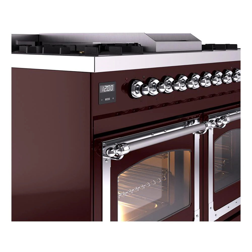 Ilve UND40FNMPBUCLP Ilve Und40Fnmpbuclp Nostalgie Ii Noblesse 40" Dual Fuel Range (Liquid Propane, Triple Glass Door, Burgundy, Chrome) - Image 7
