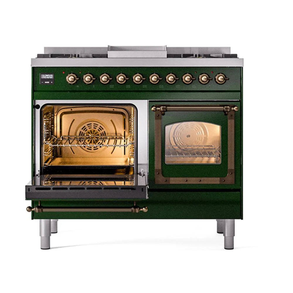 Ilve UND40FNMPEGBLP Ilve Und40Fnmpegblp Nostalgie Ii Noblesse 40" Dual Fuel Range (Liquid Propane, Triple Glass Door, Emerald Green, Burnished) - Image 4