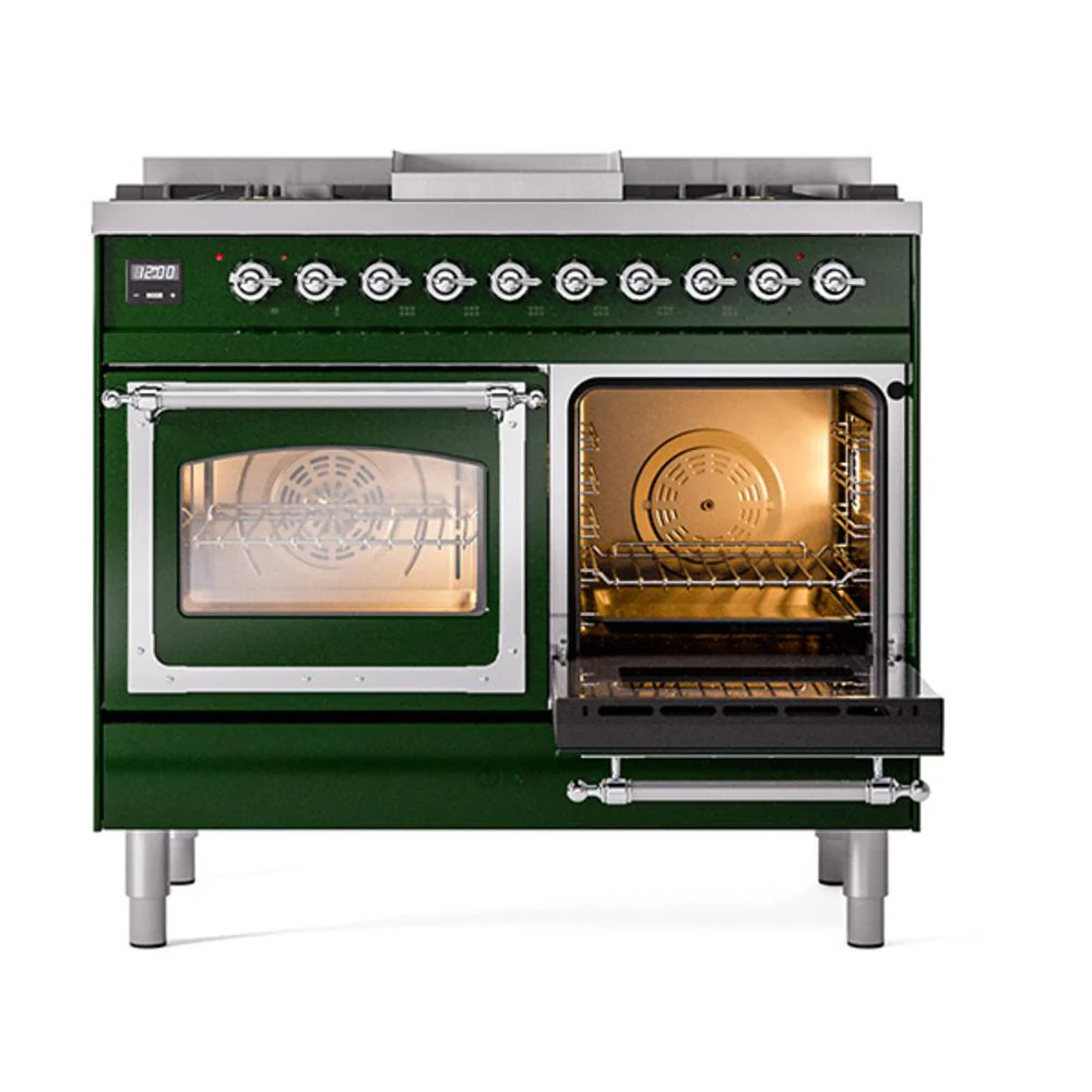 Ilve UND40FNMPEGC Ilve Und40Fnmpegc Nostalgie Ii Noblesse 40" Dual Fuel Range (Natural Gas, Triple Glass Door, Emerald Green, Chrome) - Image 5