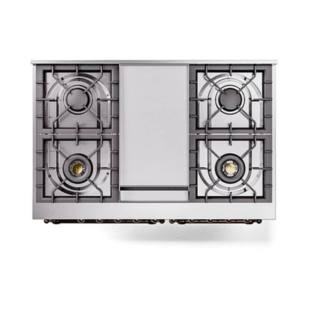 Ilve UND40FNMPMBB Ilve Und40Fnmpmbb Nostalgie Ii Noblesse 40" Dual Fuel Range (Natural Gas, Triple Glass Door, Midnight Blue, Burnished) - Image 8
