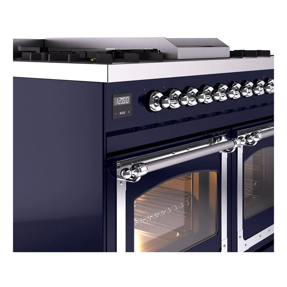 Ilve UND40FNMPMBCLP Ilve Und40Fnmpmbclp Nostalgie Ii Noblesse 40" Dual Fuel Range (Liquid Propane, Triple Glass Door, Midnight Blue, Chrome) - Image 7