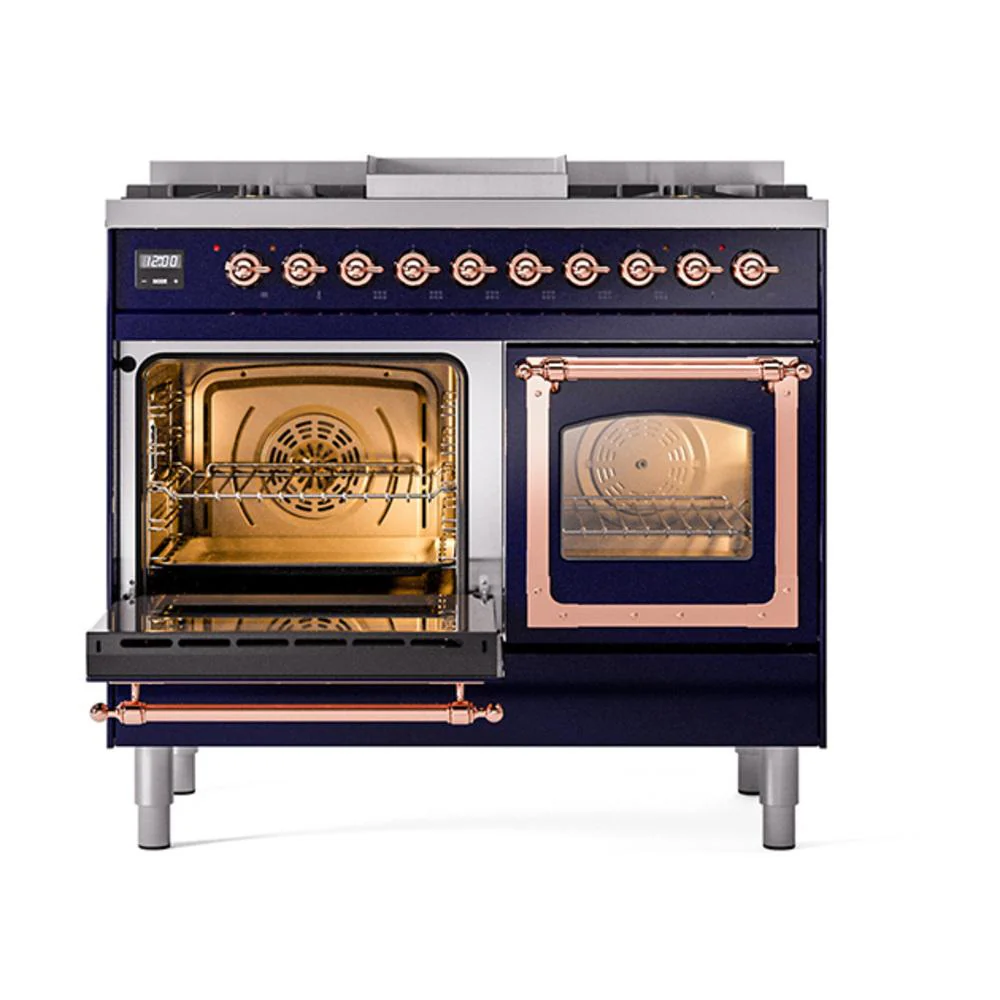 Ilve UND40FNMPMBPLP Ilve Und40Fnmpmbplp Nostalgie Ii Noblesse 40" Dual Fuel Range (Liquid Propane, Triple Glass Door, Midnight Blue, Copper) - Image 4