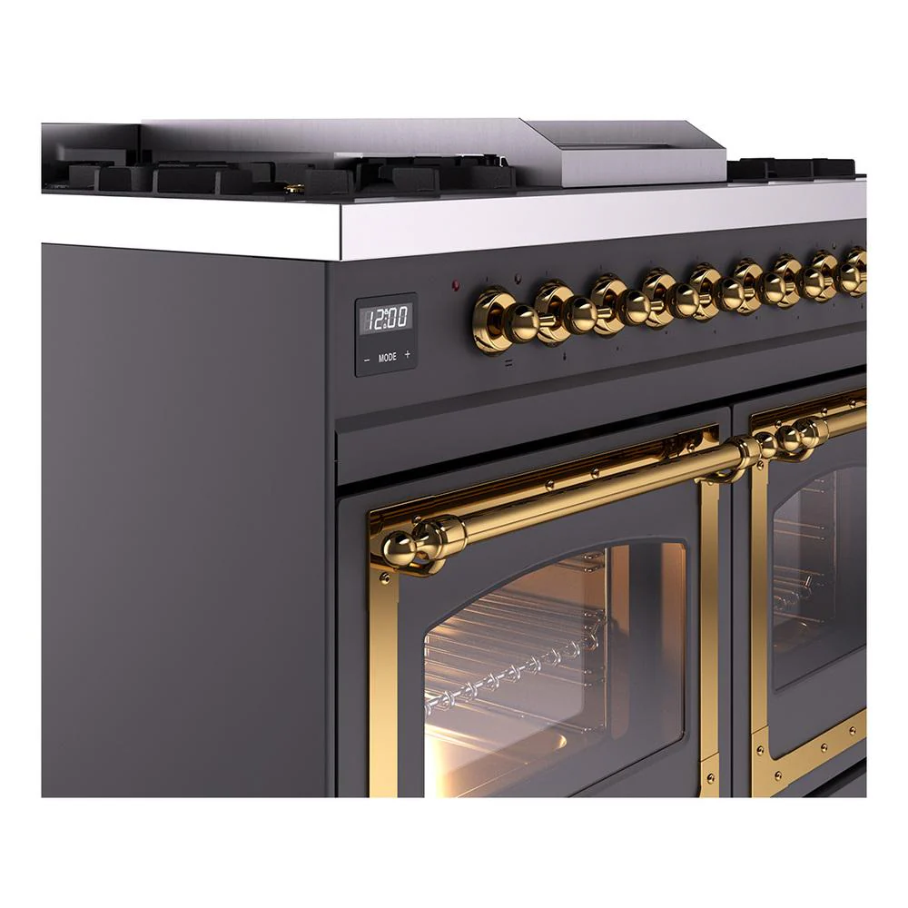 Ilve UND40FNMPMGG Ilve Und40Fnmpmgg Nostalgie Ii Noblesse 40" Dual Fuel Range (Natural Gas, Triple Glass Door, Graphite Matte, Brass) - Image 7