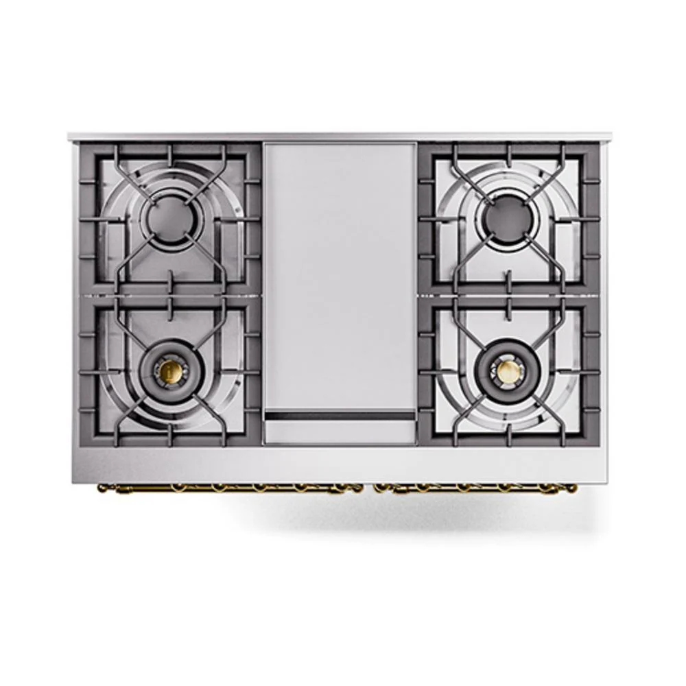 Ilve UND40FNMPMGG Ilve Und40Fnmpmgg Nostalgie Ii Noblesse 40" Dual Fuel Range (Natural Gas, Triple Glass Door, Graphite Matte, Brass) - Image 8