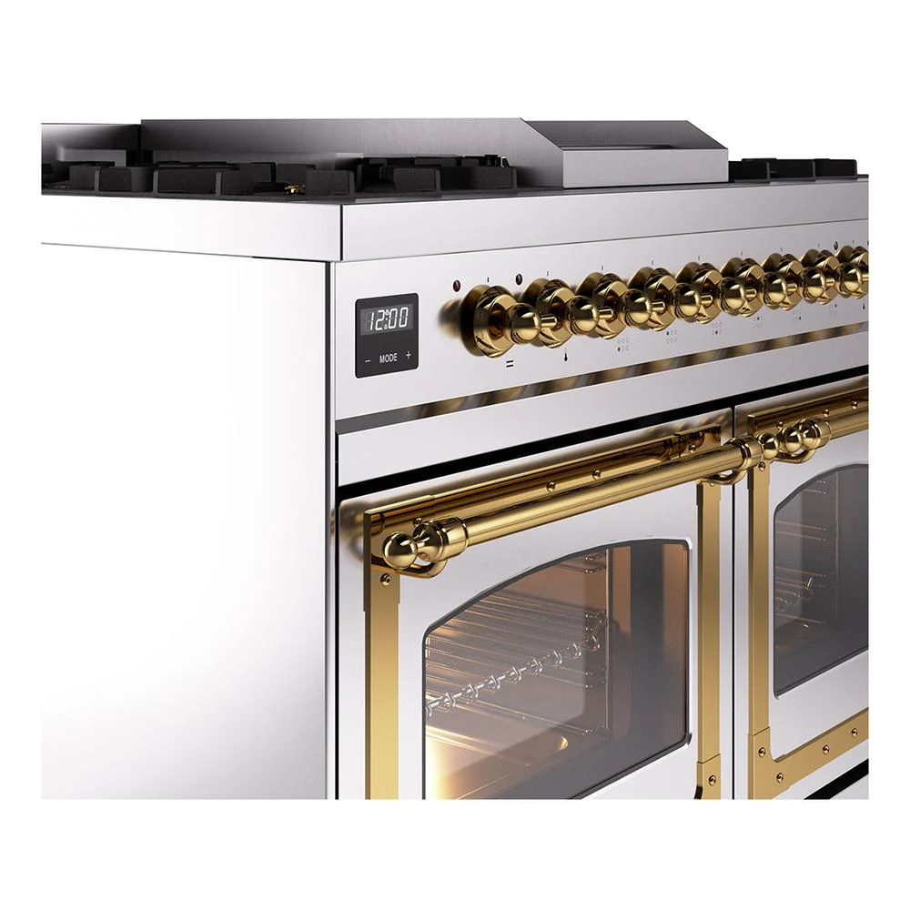 Ilve UND40FNMPSSGLP Ilve Und40Fnmpssglp Nostalgie Ii Noblesse 40" Dual Fuel Range (Liquid Propane, Triple Glass Door, Stainless Steel, Brass) - Image 7