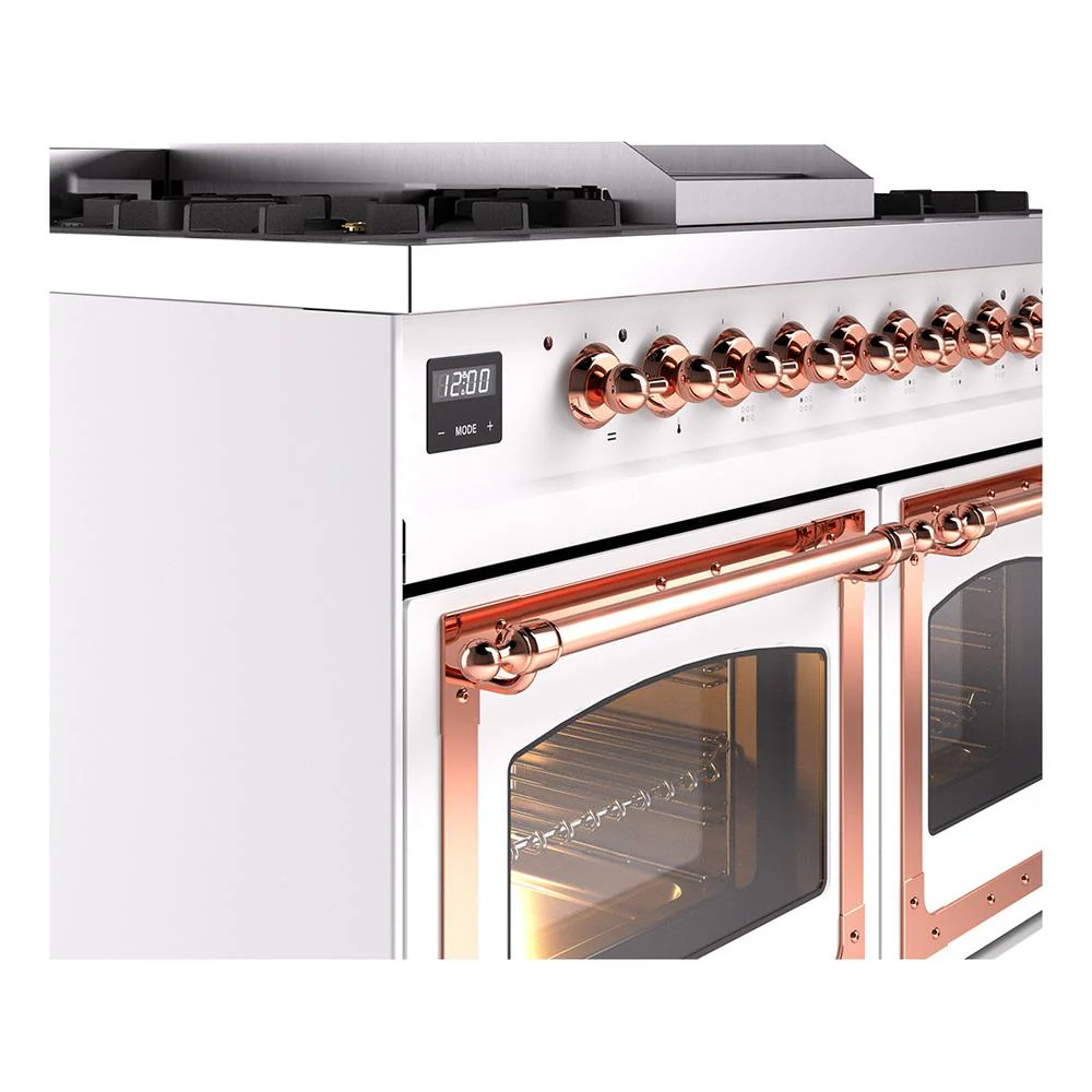 Ilve UND40FNMPWHP Ilve Und40Fnmpwhp Nostalgie Ii Noblesse 40" Dual Fuel Range (Natural Gas, Triple Glass Door, White, Copper) - Image 7