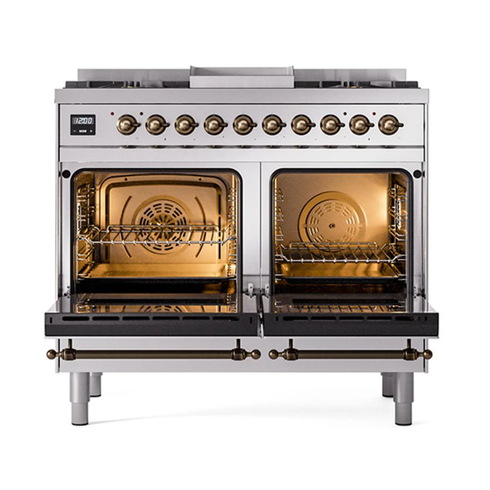 Ilve UND40FQNMPSSB Ilve Und40Fqnmpssb Nostalgie Ii Noblesse 40" Dual Fuel Range (Natural Gas, Solid Door, Stainless Steel, Burnished) - Image 2