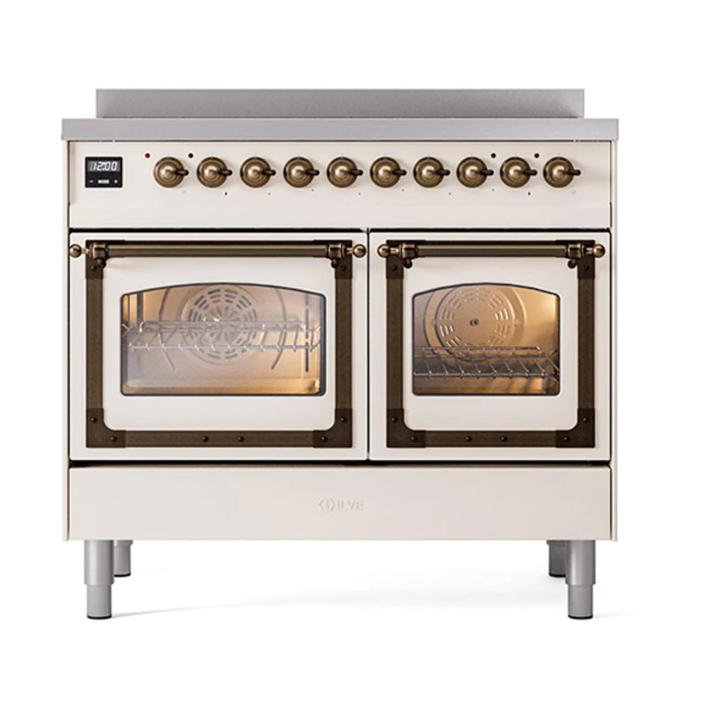 Ilve UNDI406NMPAWB Ilve Undi406Nmpawb Nostalgie Ii Noblesse 40" Induction Range (Triple Glass Door, Antique White, Burnished) - Image 2