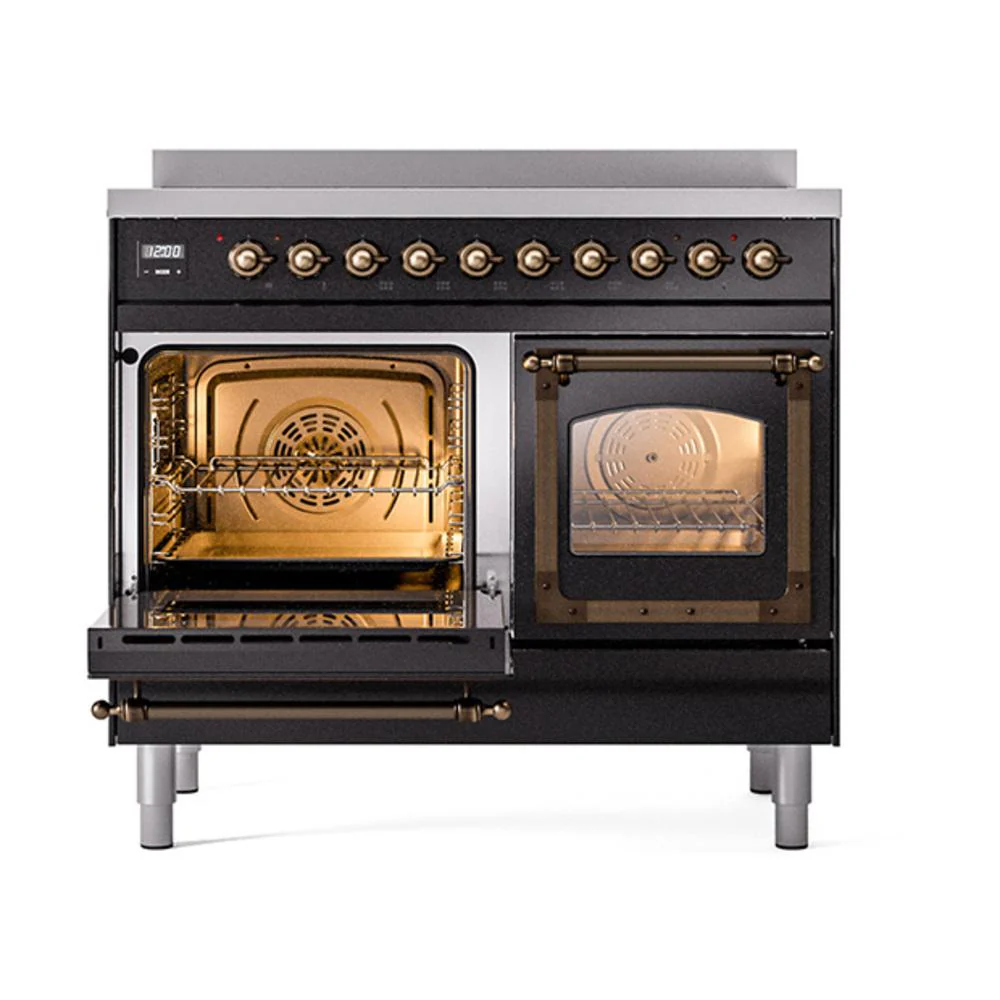 Ilve UNDI406NMPBKB Ilve Undi406Nmpbkb Nostalgie Ii Noblesse 40" Induction Range (Triple Glass Door, Glossy Black, Burnished) - Image 4