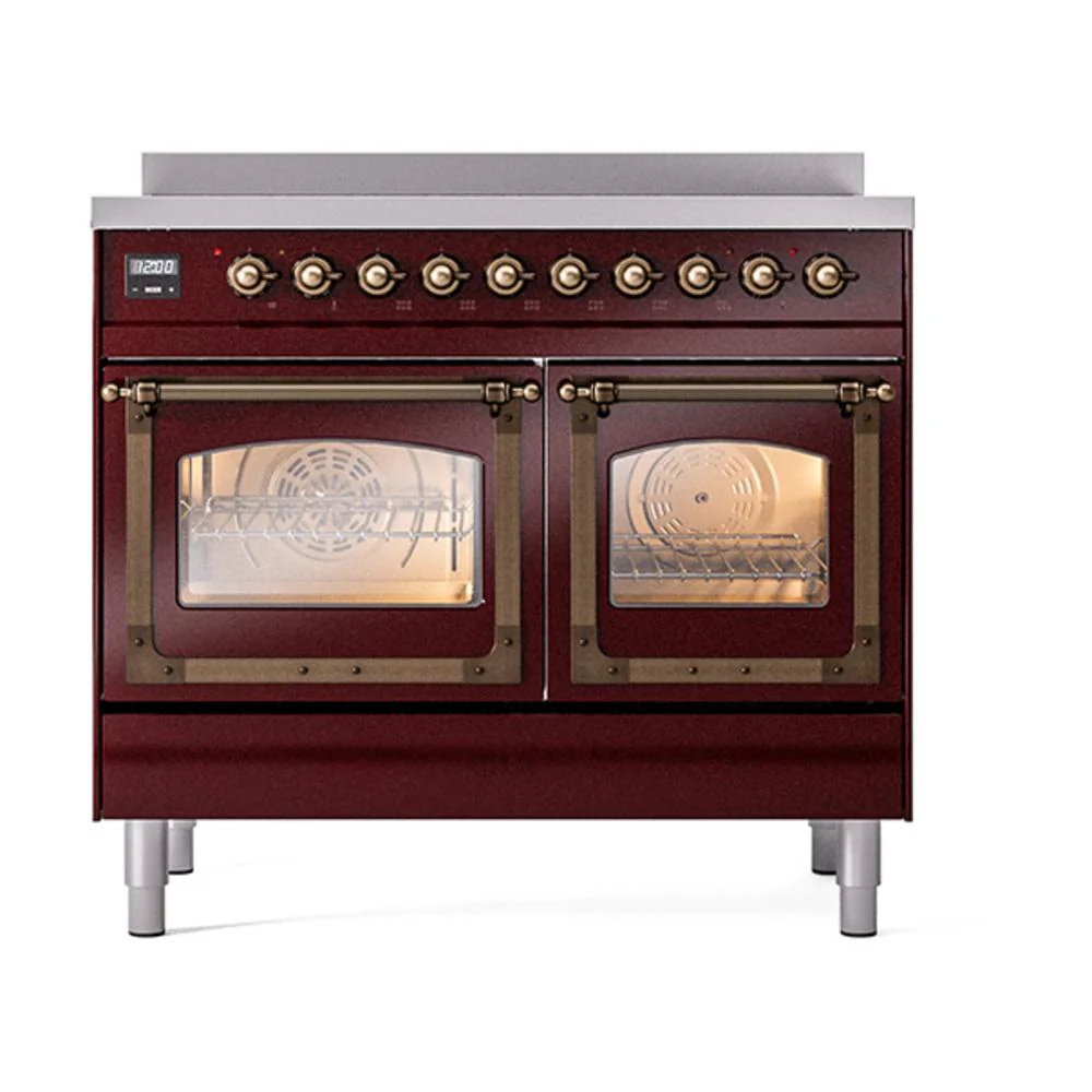 Ilve UNDI406NMPBUB Ilve Undi406Nmpbub Nostalgie Ii Noblesse 40" Induction Range (Triple Glass Door, Burgundy, Burnished) - Image 2
