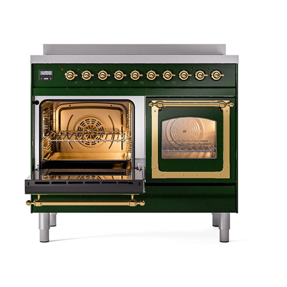 Ilve UNDI406NMPEGG Ilve Undi406Nmpegg Nostalgie Ii Noblesse 40" Induction Range (Triple Glass Door, Emerald Green, Brass) - Image 4