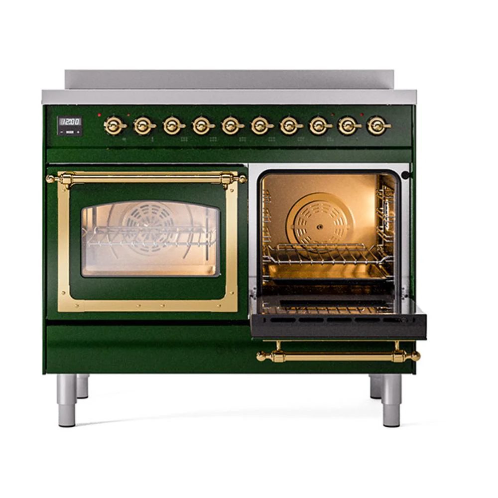 Ilve UNDI406NMPEGG Ilve Undi406Nmpegg Nostalgie Ii Noblesse 40" Induction Range (Triple Glass Door, Emerald Green, Brass) - Image 5