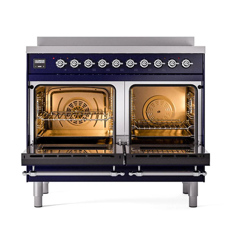 Ilve UNDI406NMPMBC Ilve Undi406Nmpmbc Nostalgie Ii Noblesse 40" Induction Range (Triple Glass Door, Midnight Blue, Chrome) - Image 3