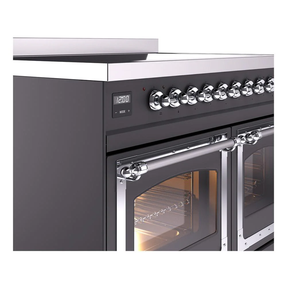 Ilve UNDI406NMPMGC Ilve Undi406Nmpmgc Nostalgie Ii Noblesse 40" Induction Range (Triple Glass Door, Graphite Matte, Chrome) - Image 7