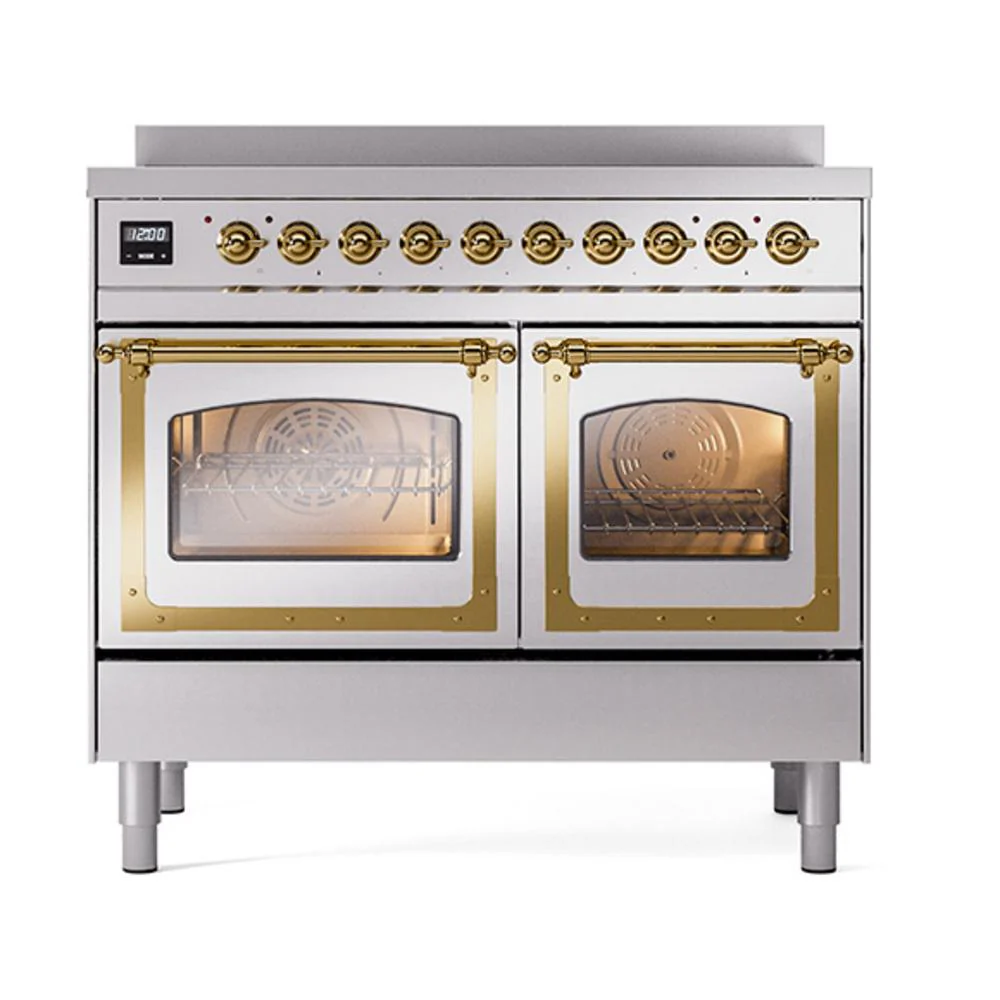 Ilve UNDI406NMPSSG Ilve Undi406Nmpssg Nostalgie Ii Noblesse 40" Induction Range (Triple Glass Door, Stainless Steel, Brass) - Image 2