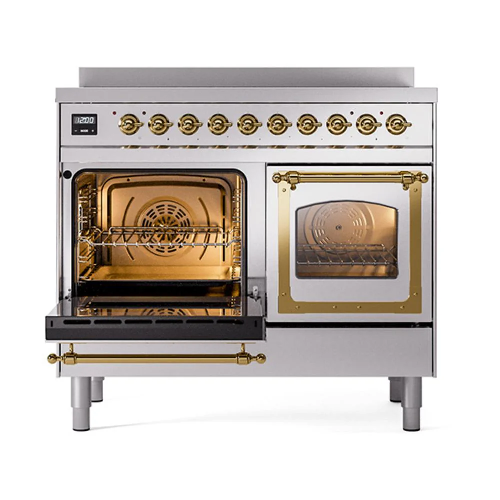 Ilve UNDI406NMPSSG Ilve Undi406Nmpssg Nostalgie Ii Noblesse 40" Induction Range (Triple Glass Door, Stainless Steel, Brass) - Image 4