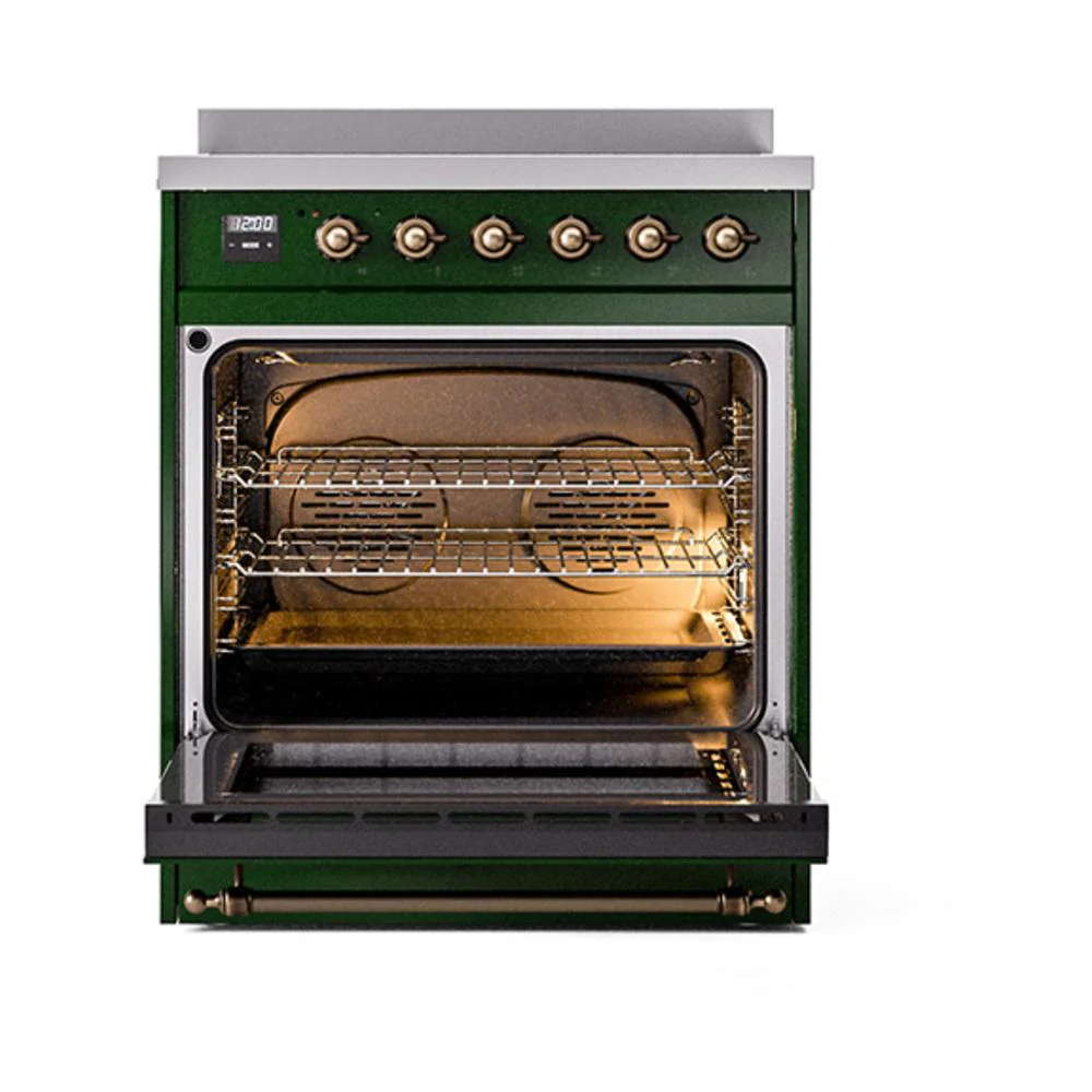 Ilve UNI304NMPEGB Ilve Uni304Nmpegb Nostalgie Ii Noblesse 30" Induction Range (Triple Glass Door, Emerald Green, Burnished) - Image 3