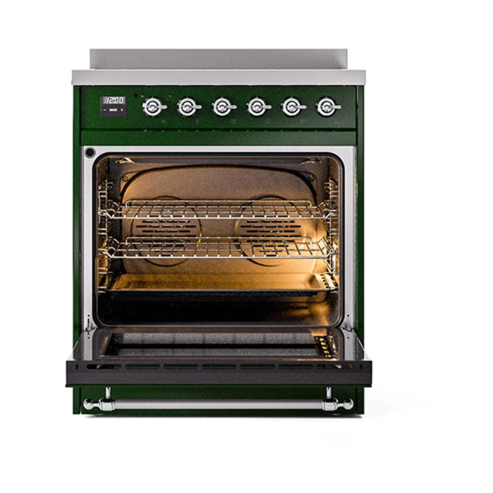 Ilve UNI304NMPEGC Ilve Uni304Nmpegc Nostalgie Ii Noblesse 30" Induction Range (Triple Glass Door, Emerald Green, Chrome) - Image 3