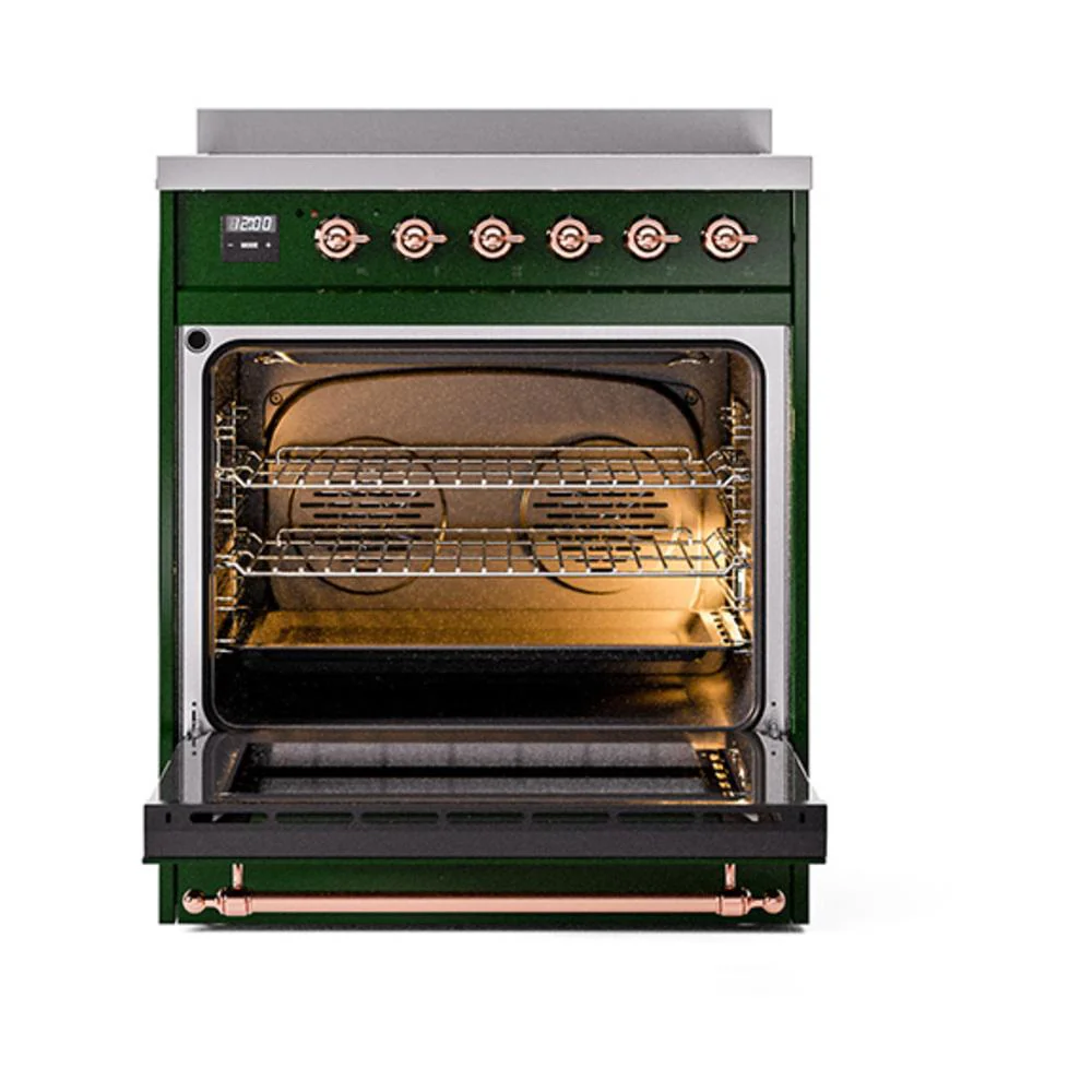 Ilve UNI304NMPEGP Ilve Uni304Nmpegp Nostalgie Ii Noblesse 30" Induction Range (Triple Glass Door, Emerald Green, Copper) - Image 3