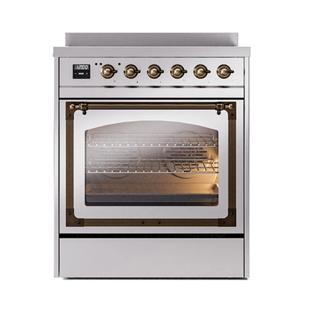 Ilve UNI304NMPSSB Ilve Uni304Nmpssb Nostalgie Ii Noblesse 30" Induction Range (Triple Glass Door, Stainless Steel, Burnished) - Image 2