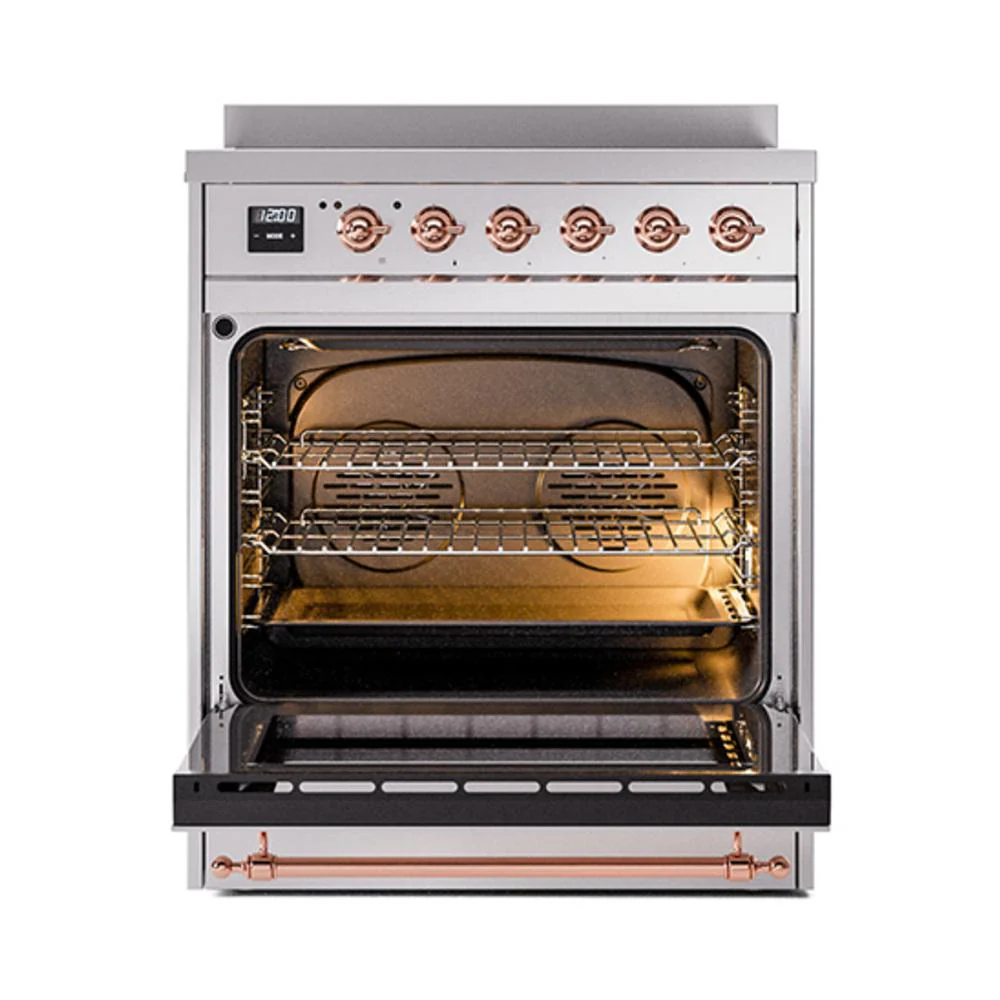 Ilve UNI304NMPSSP Ilve Uni304Nmpssp Nostalgie Ii Noblesse 30" Induction Range (Triple Glass Door, Stainless Steel, Copper) - Image 3