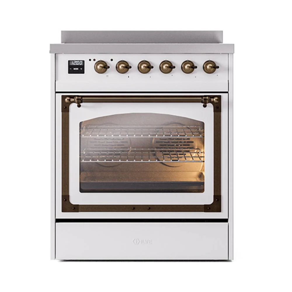 Ilve UNI304NMPWHB Ilve Uni304Nmpwhb Nostalgie Ii Noblesse 30" Induction Range (Triple Glass Door, White, Burnished) - Image 2