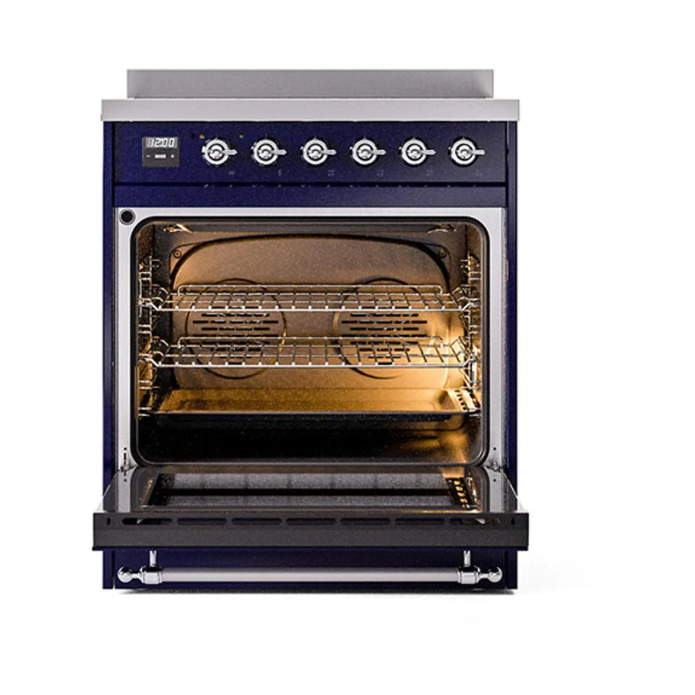 Ilve UNI304QNMPMBC Ilve Uni304Qnmpmbc Nostalgie Ii Noblesse 30" Induction Range (Solid Door, Midnight Blue, Chrome) - Image 2