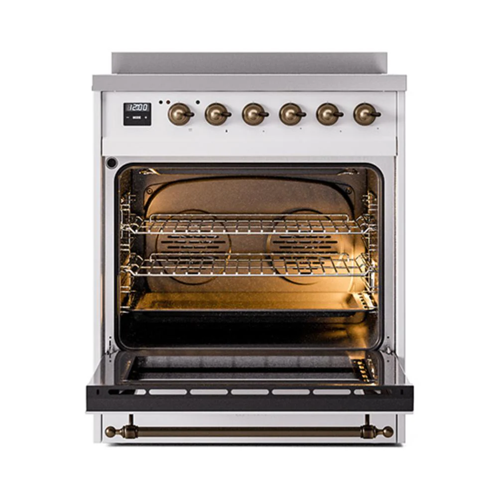 Ilve UNI304QNMPWHB Ilve Uni304Qnmpwhb Nostalgie Ii Noblesse 30" Induction Range (Solid Door, White, Burnished) - Image 2