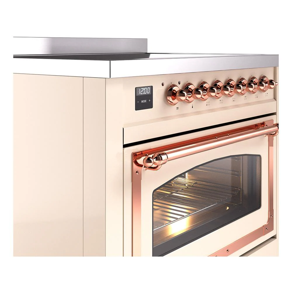 Ilve UNI366NMPAWP Ilve Uni366Nmpawp Nostalgie Ii Noblesse 36" Induction Range (Triple Glass Door, Antique White, Copper) - Image 5