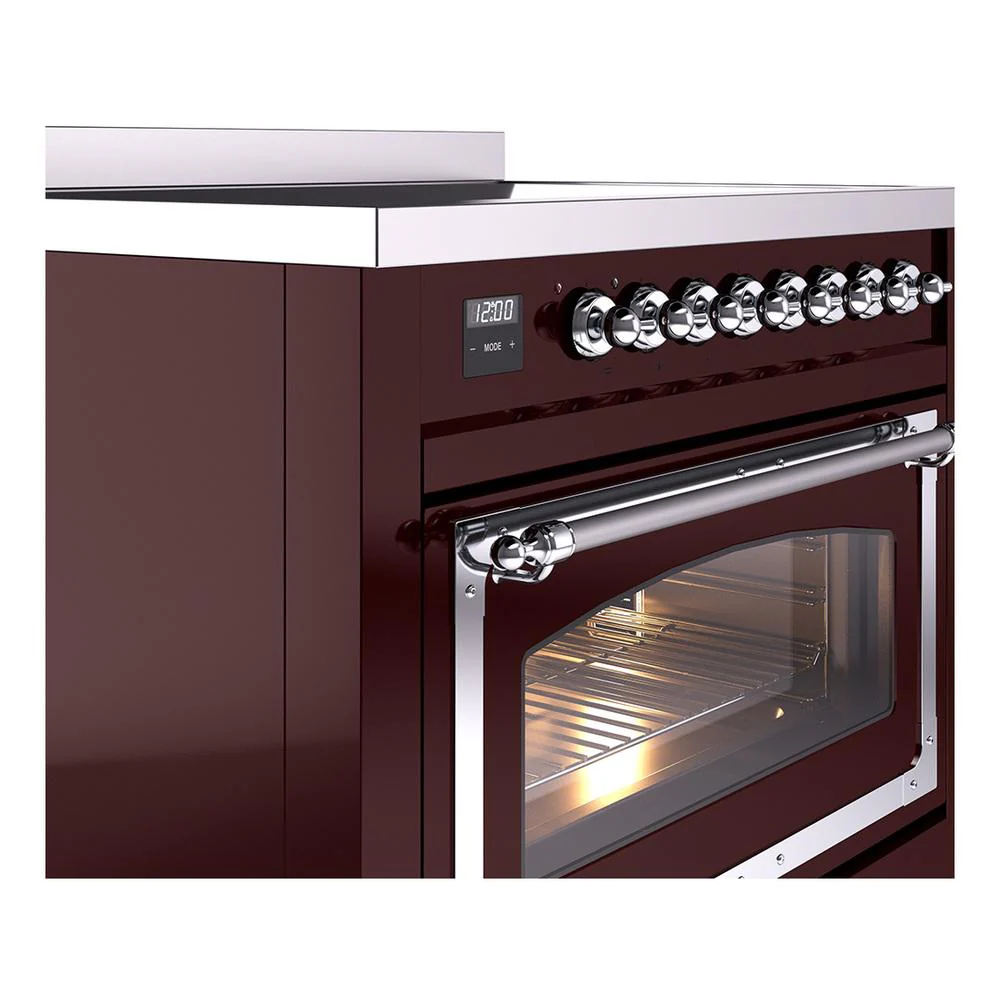 Ilve UNI366NMPBUC Ilve Uni366Nmpbuc Nostalgie Ii Noblesse 36" Induction Range (Triple Glass Door, Burgundy, Chrome) - Image 5