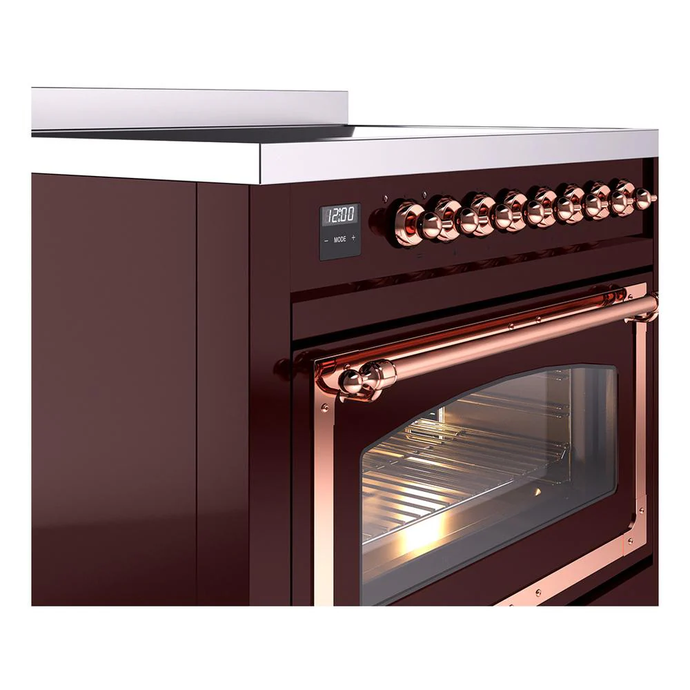 Ilve UNI366NMPBUP Ilve Uni366Nmpbup Nostalgie Ii Noblesse 36" Induction Range (Triple Glass Door, Burgundy, Copper) - Image 5