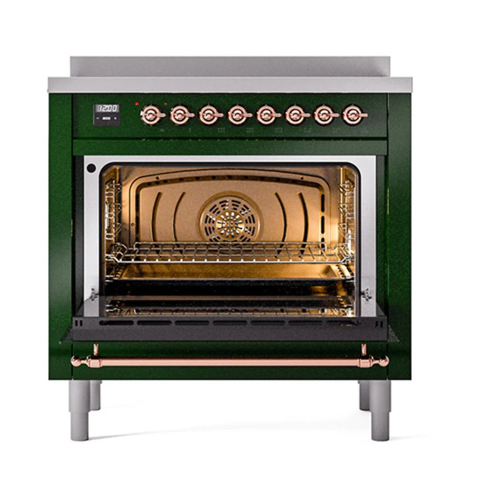 Ilve UNI366NMPEGP Ilve Uni366Nmpegp Nostalgie Ii Noblesse 36" Induction Range (Triple Glass Door, Emerald Green, Copper) - Image 3