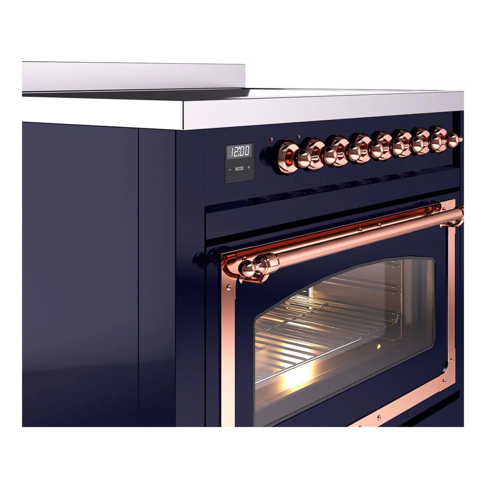Ilve UNI366NMPMBP Ilve Uni366Nmpmbp Nostalgie Ii Noblesse 36" Induction Range (Triple Glass Door, Midnight Blue, Copper) - Image 5