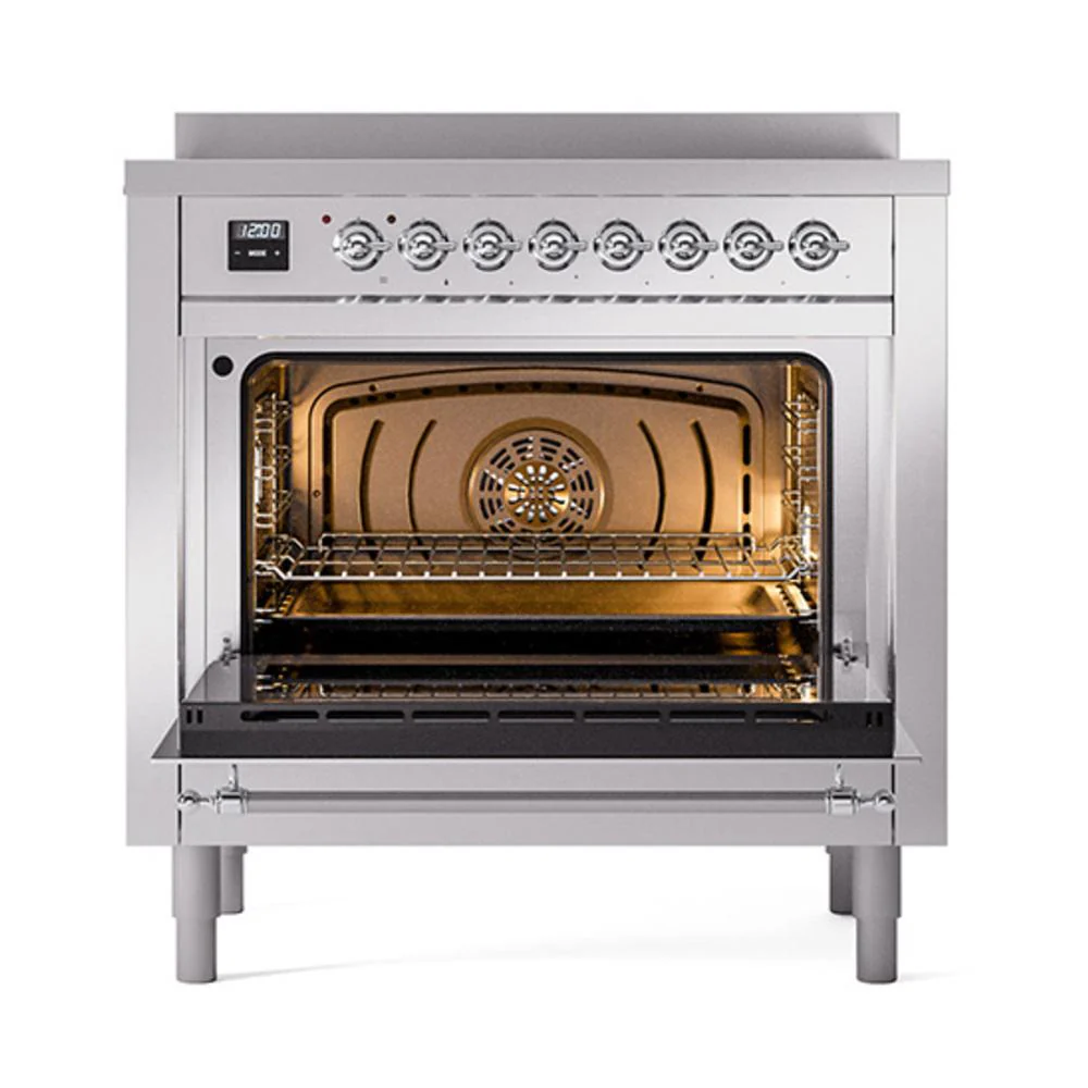 Ilve UNI366NMPSSC Ilve Uni366Nmpssc Nostalgie Ii Noblesse 36" Induction Range (Triple Glass Door, Stainless Steel, Chrome) - Image 3